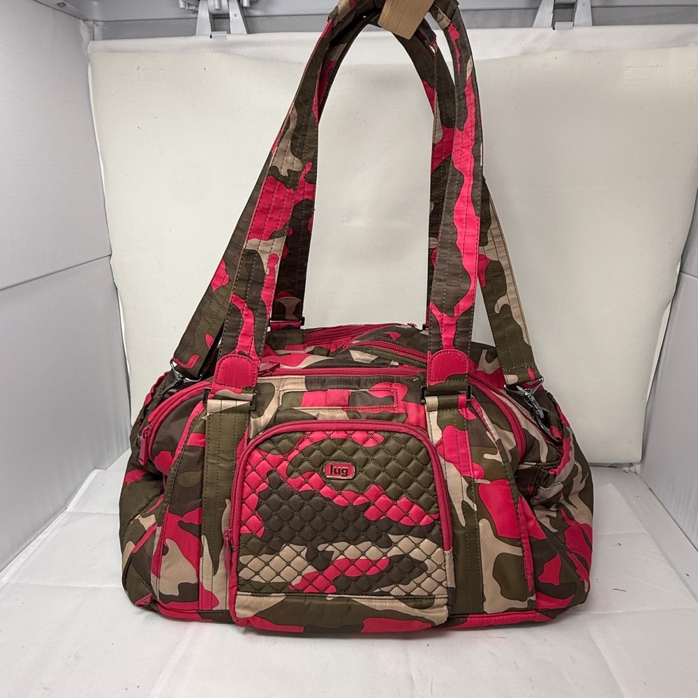 Lug Propeller-Camo Pink Large Quilted Camouflage Gym Bag Multi-Pocket Pink